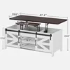 47.2" Lift Top Coffee Table 4 in 1 Farmhouse Coffee Table with Storage Coffee Tables for Living Room, Dining Room (White) 2