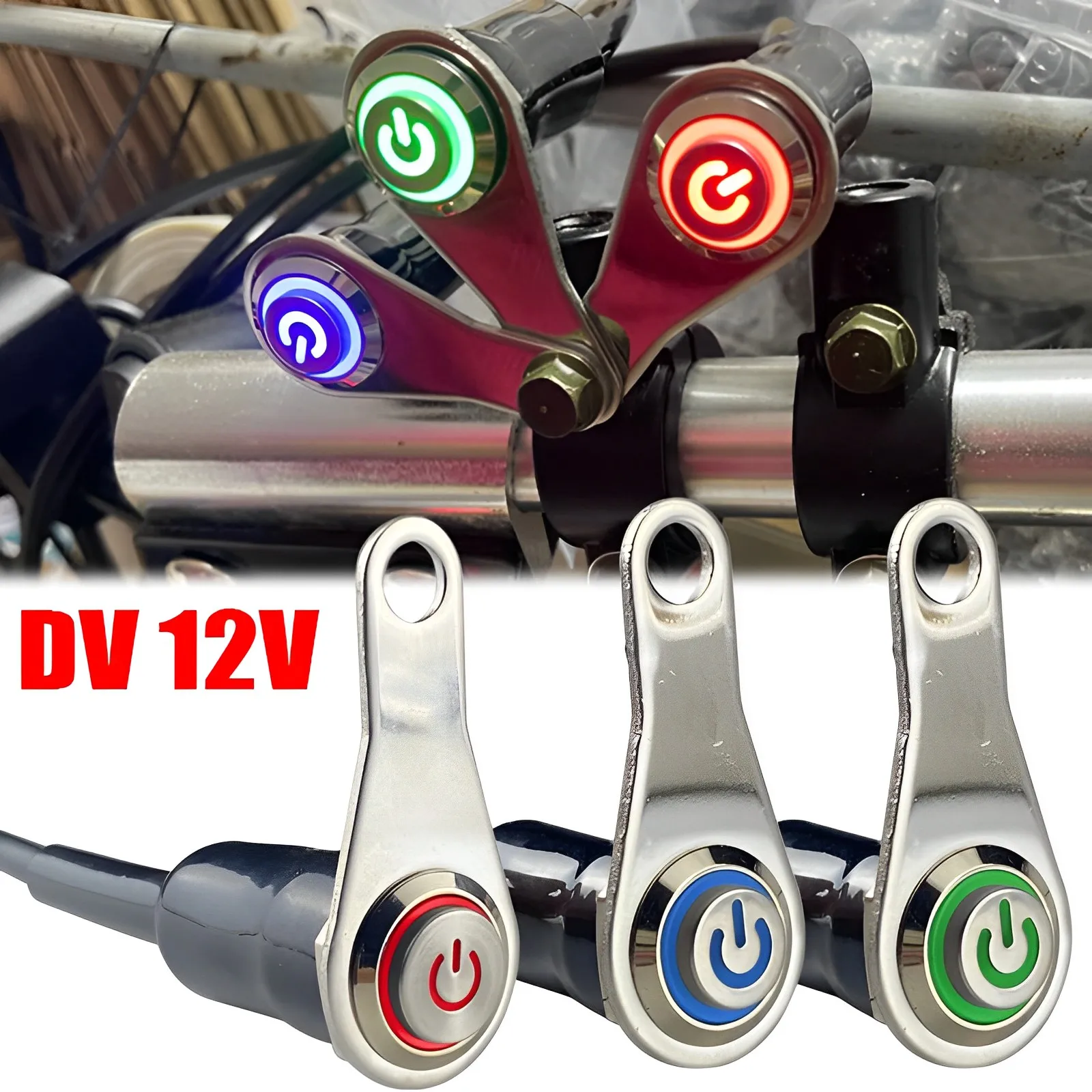 

Motorbike Converter Switch LED Motorcycle Conversion Single Hole Indicator ON+OFF Handlebar Mounted Waterproof Horn Button Switc