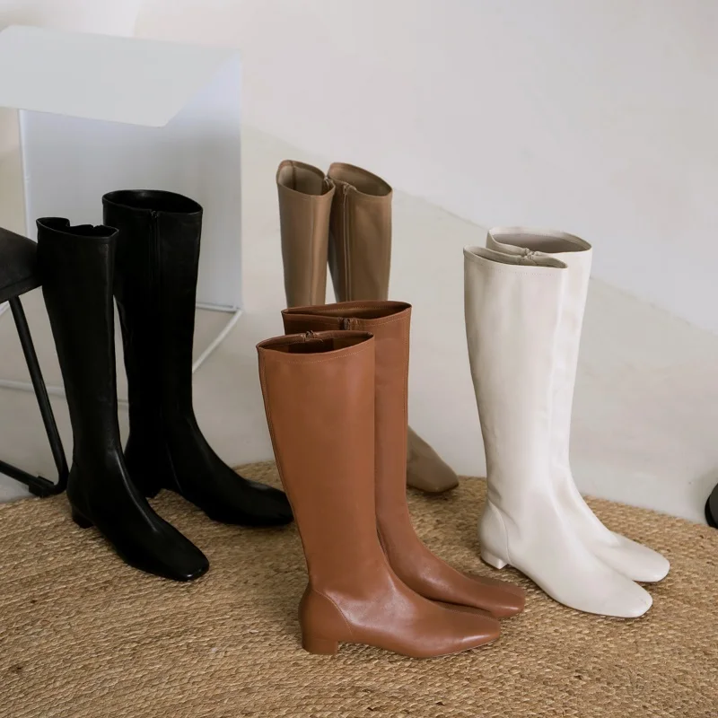 Stivali da donna con tacco basso scarpe da donna Cow Split