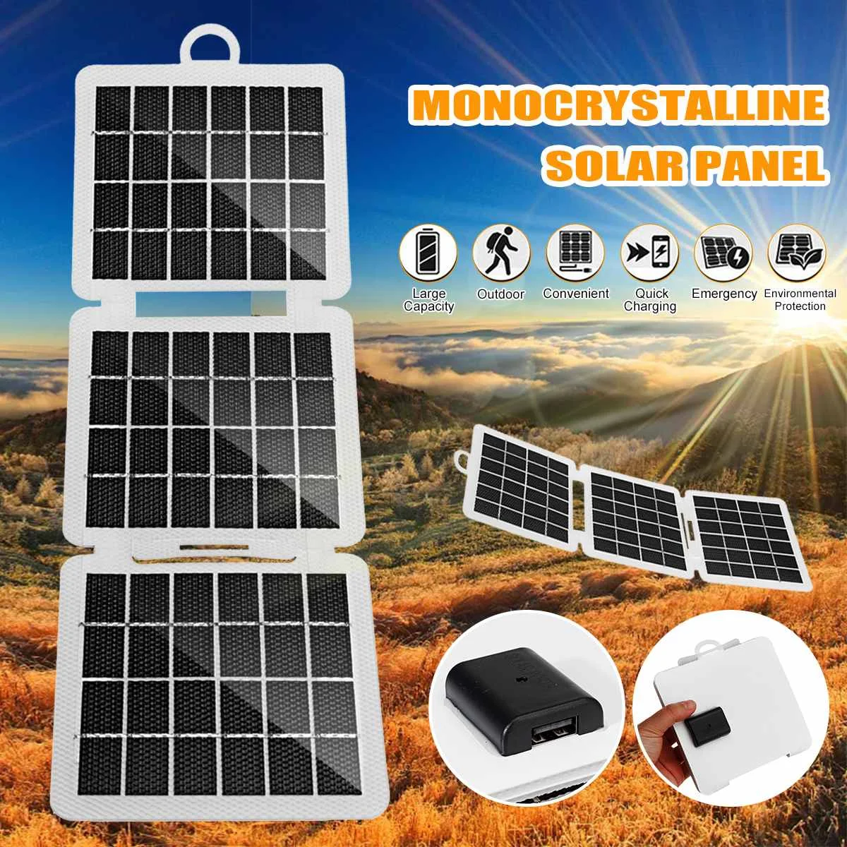 60WSolarPanelFoldablePortableWaterproofUSBEnergySolarCell