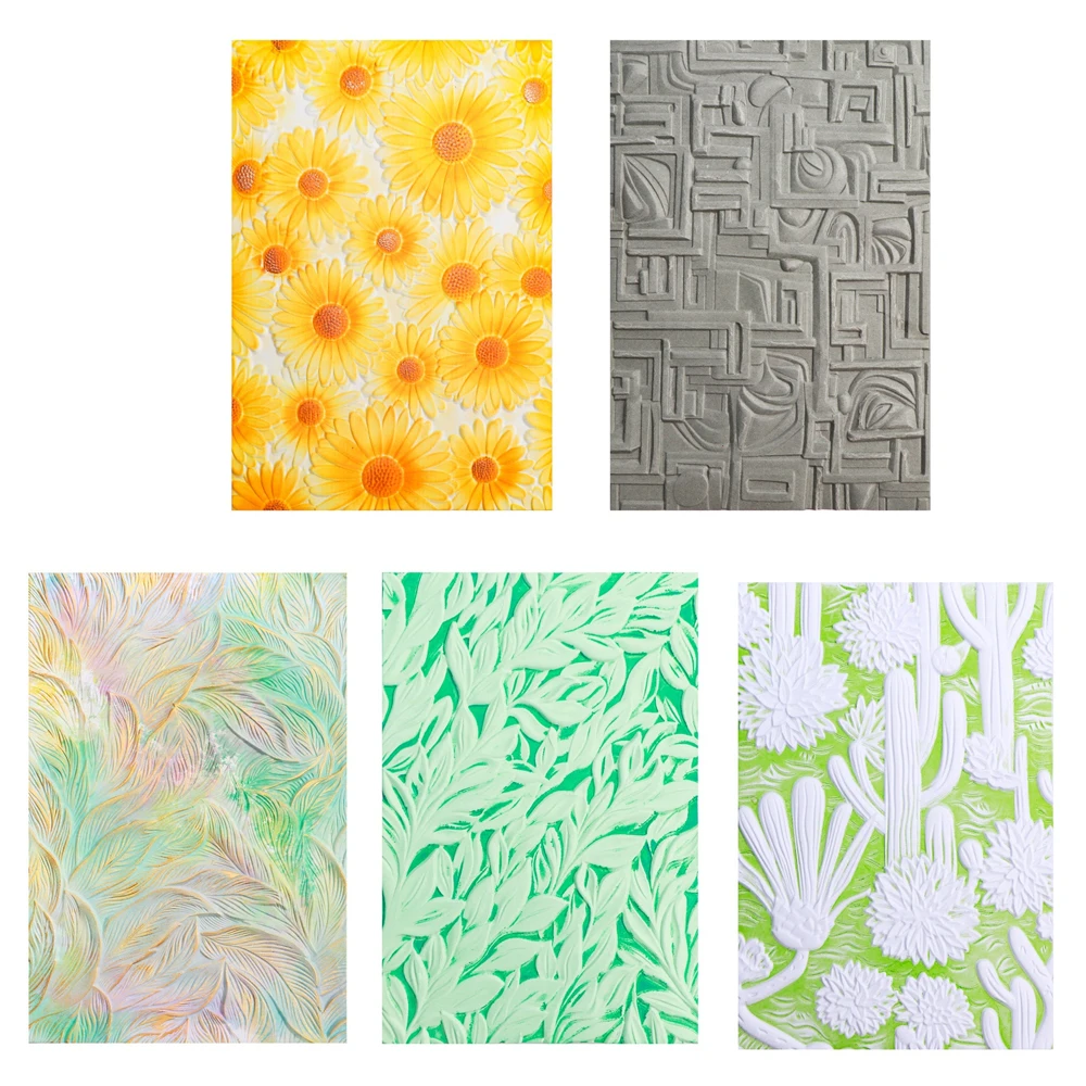 Cactus Flower Succulents 3D Embossing Folder Daisies Reed Background Patterns Templates Stencil DIY Scrapbooking Card Making plastic embossing folder embossing folder