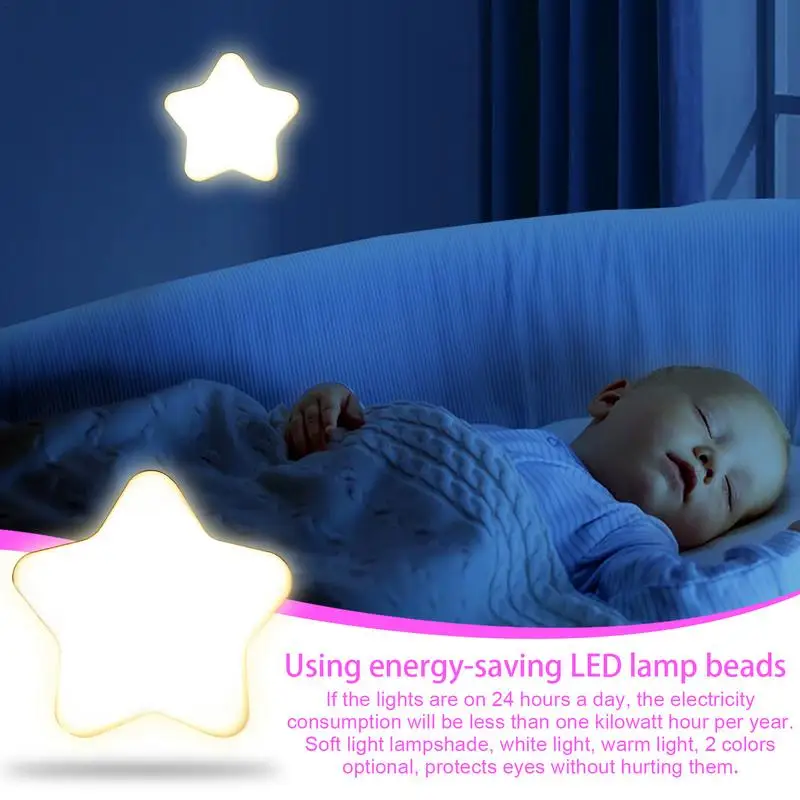USB Night Light Star Shaped LED Bedside Night Light USB Charging Cute Star Lamp 2 Colors Light Up Decor for Bathroom Bedroom