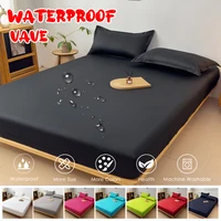 Throw Waterproof Mattress Cover Bed Fitted Sheet Mattress Bedspread Protector Pads Single/Double/King/Queen Full Size Gray/White 1