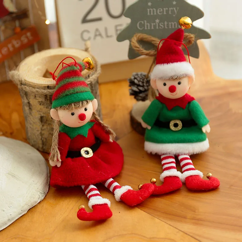 New Year 2024 Christmas Elf Doll Ornaments Xmas Tree Hanging Pendant Navidad 2023 Santa Kids Gift Christmas Home Decoration