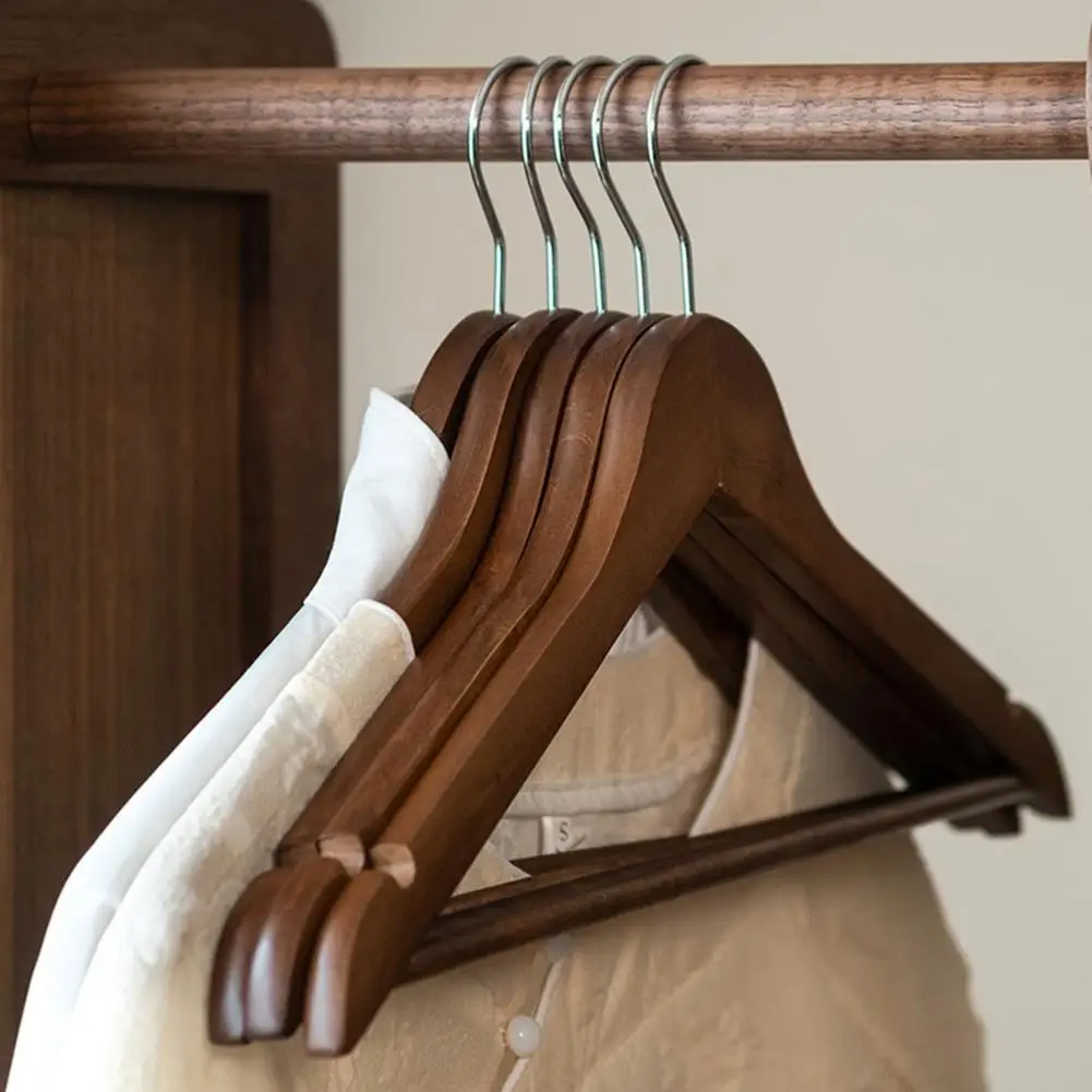 Clothes Hanger Storage Hanger 1/5Pcs Wooden Hangers For Clothes Clothing Storage Wardrobe Organizer Have Non Slip Shoulder Wood Shirt Dress Jacket Coat Hanger