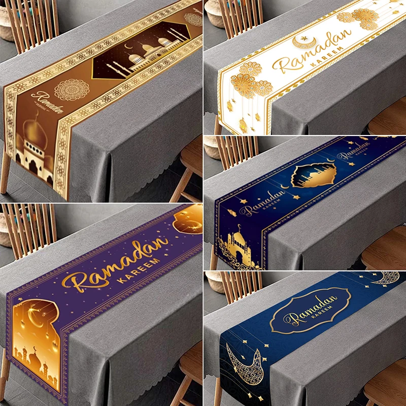 Ramadan Decoration Table Runner EID Mubarak Decor For Home Tablecloth Ramadan Kareem Islamic Muslim Party Eid Al Adha Gifts 2024
