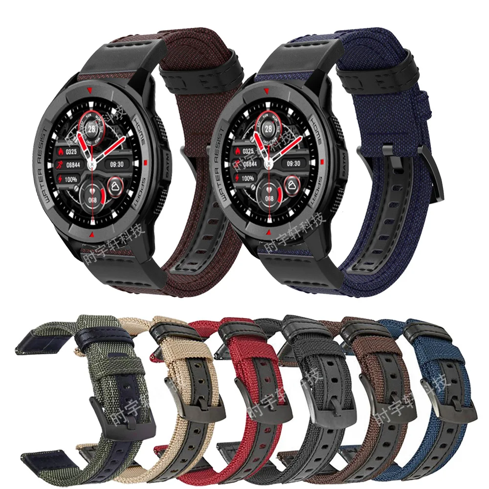 

22mm Watch Strap Nylon Leather Sport Replace Watchband For Xiaomi Mibro X1/Realme Watch S 2 Pro Smart Watch Bracelet