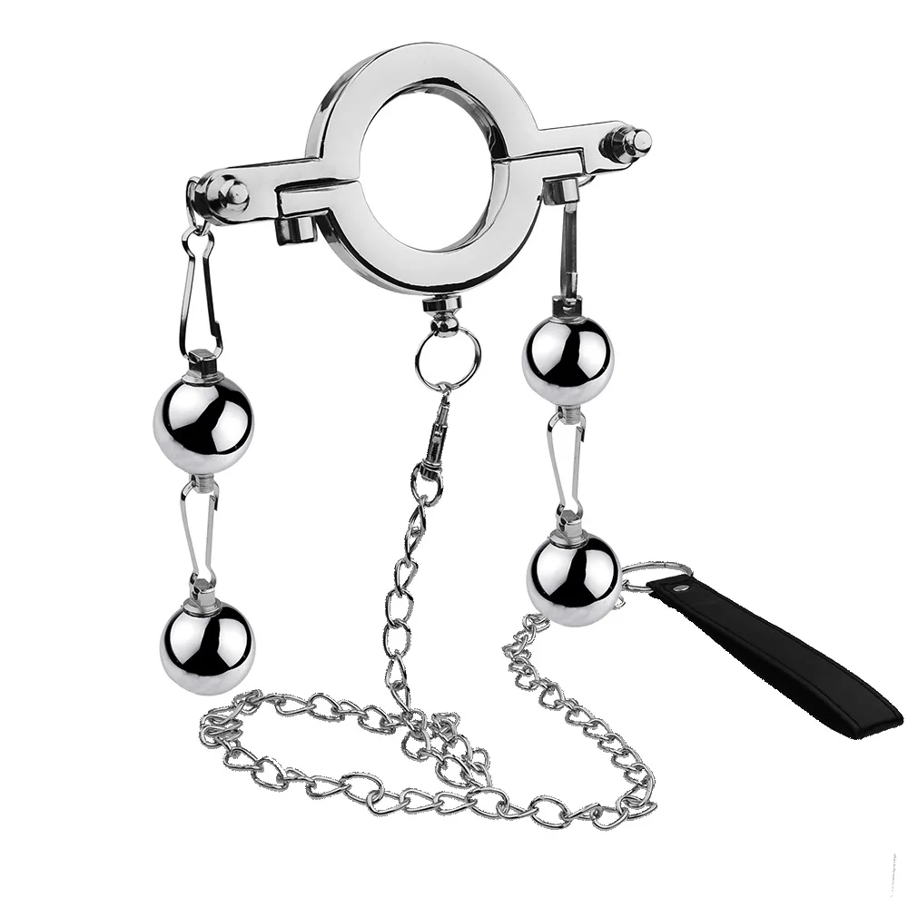 Metal Dildo Ring Weight Ball Exercise Testicle Stretcher Dildo Restraint  Lock Chastity Device Male Toys