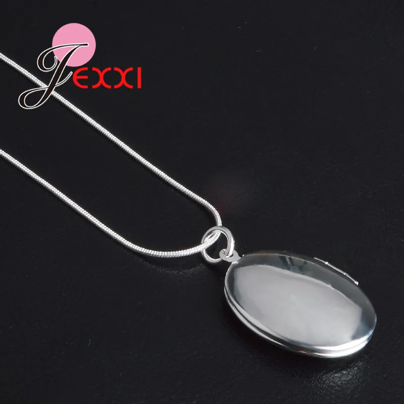 925 Sterling Silver Necklace Round Open Locket Pendant Necklaces Photo Women Collar Jewelry pendant necklace silver necklace