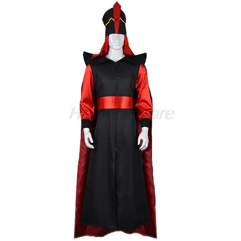 The Arabian Nights Aladdin Jafar Costume Cosplay Aldult Uomo Donna Halloween Wizard Clothes Suit