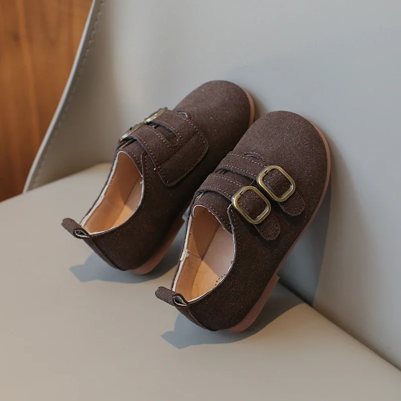 New Children's Leather Shoes Girls' Flat Shoes Fashion Spring Autumn Kids Boys Causal Mary Jane Solid Color Soft Bottom