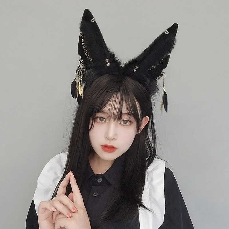 Kawaii Fox Ears Headband Anubis Ears Headdress Cosplay Accessories JK Girl Halloween Party Cosplay Props Anime Hairpin Headwear