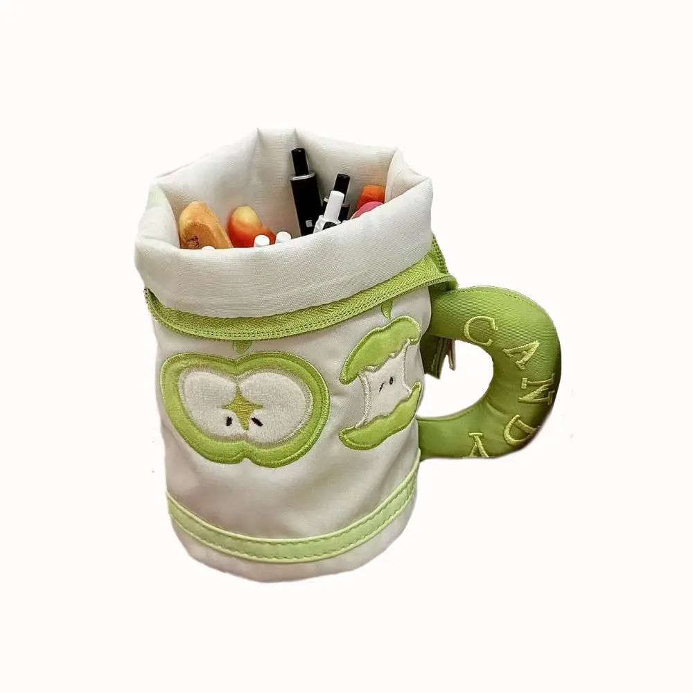 Cute Cylindrical Cup Pen Bag Foldable Multifunctional Pencil Case Large Capacity Stationery Organizer Gift