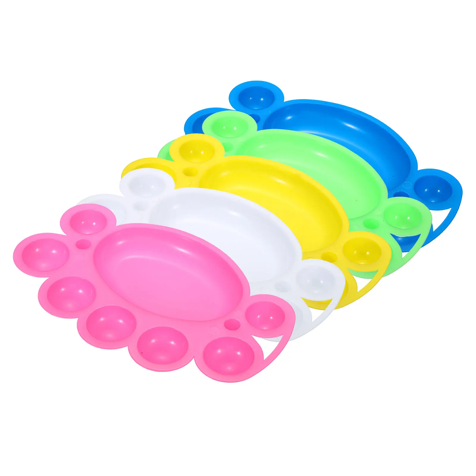 

5/10Pc Painting Supplies Alternatives Paint Pigment Tray Foot Shape Palette Multicolor Plastic Palette Watercolor Art Paint Tray