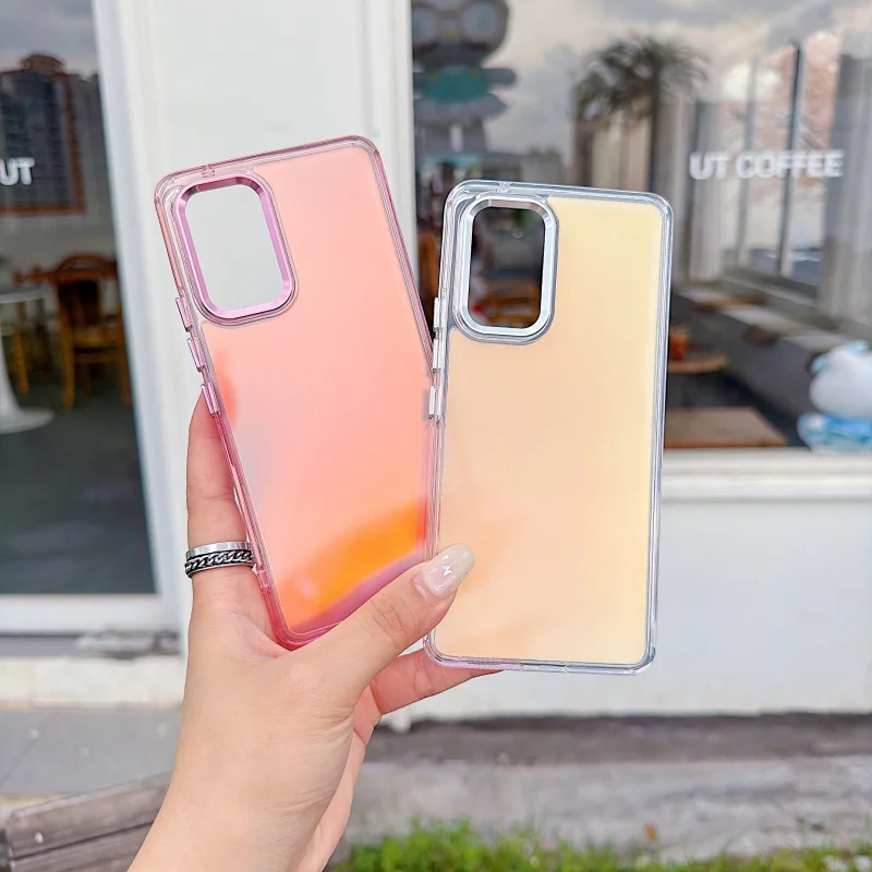 Luxury Iridescent Color Changing Phone Case with Metal Lens Cover