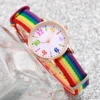 4PCS/Set Women's Watch Casual Nylon Band Analog Quartz Watches Love Beads Bracelets Set 3