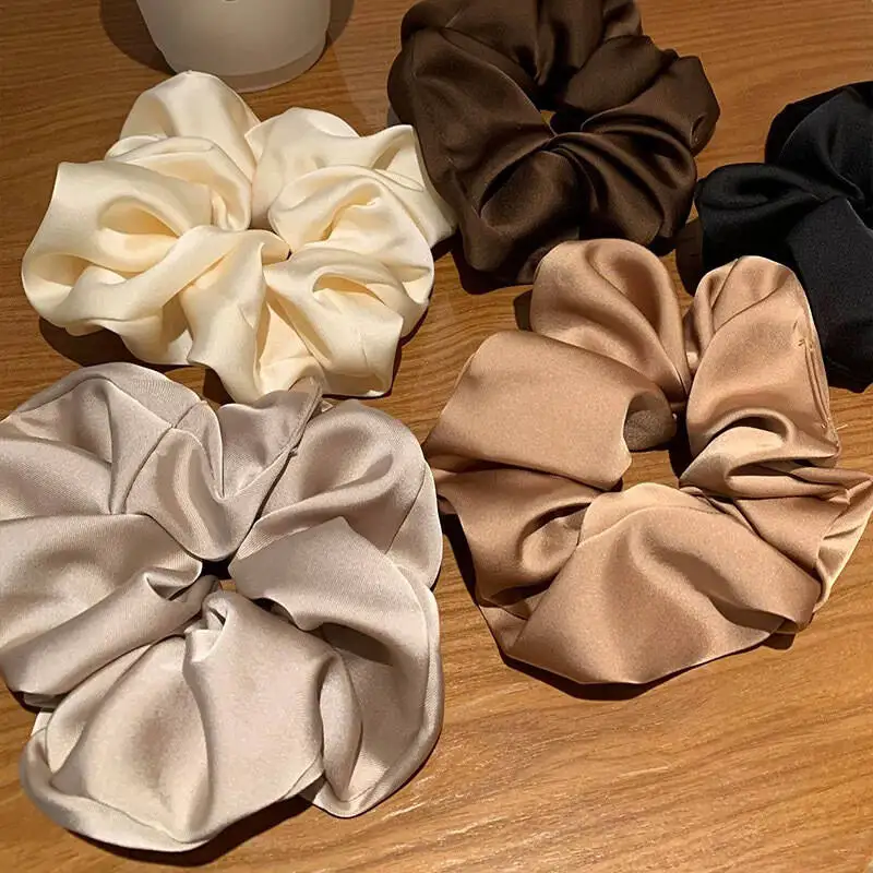 1 Stück Einfarbige Damen Seiden-Satin Scrunchies Koreanische Damen Mädchen Elastische Haarbänder Pferdeschwanz-Halter Haaraccessoires Kopfbedeckung – Detail 5