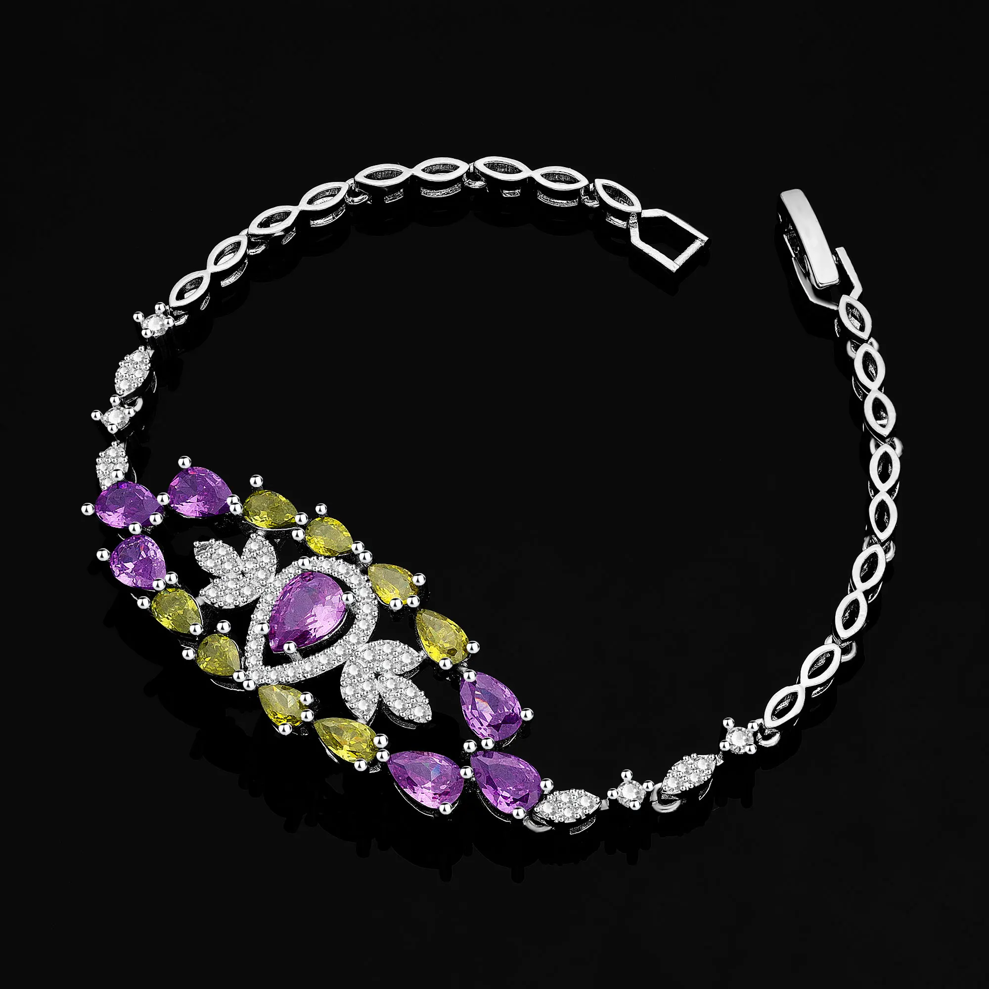 2024 Luxury Purple Cubic Zirconia Women Jewelry Set Gift Colorful 4-piece Bridal Necklace Set Sfa76472a750f4793be262c12aa0a1277r