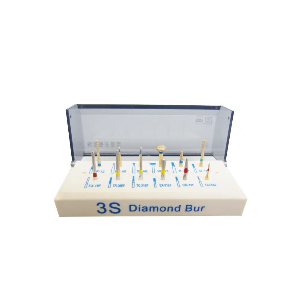 12 pcs/ Box 3S Gold Material Dental Diamond Bur Gold Line Dental Kit Dental High Speed Diamond Burs