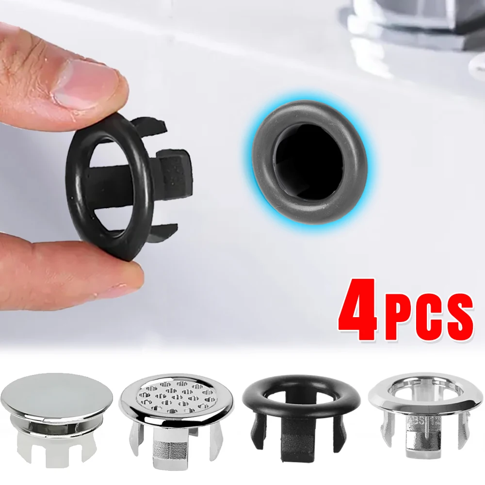 4/1Pcs Basin Sink Overflow Cover Kitchen Sink Hole Ring Cover Wash Basin Overflow Drain Caps Sink Hole Round Overflow Cover Ring equale bowls same size brushed golden kitchen sink under counter sink vegetable wash basin sink 85x45