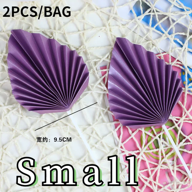 Palm Spear Cake Topper Happy Birthday Palm Leaf Decoration Cake Decorating Wedding Baking Dessert Table Party Favors SmallPurple
