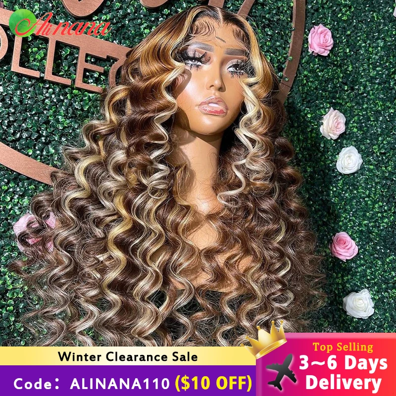 Highlight Brown Colored 13x6 Loose Deep Wave Lace Front Wigs Highlight