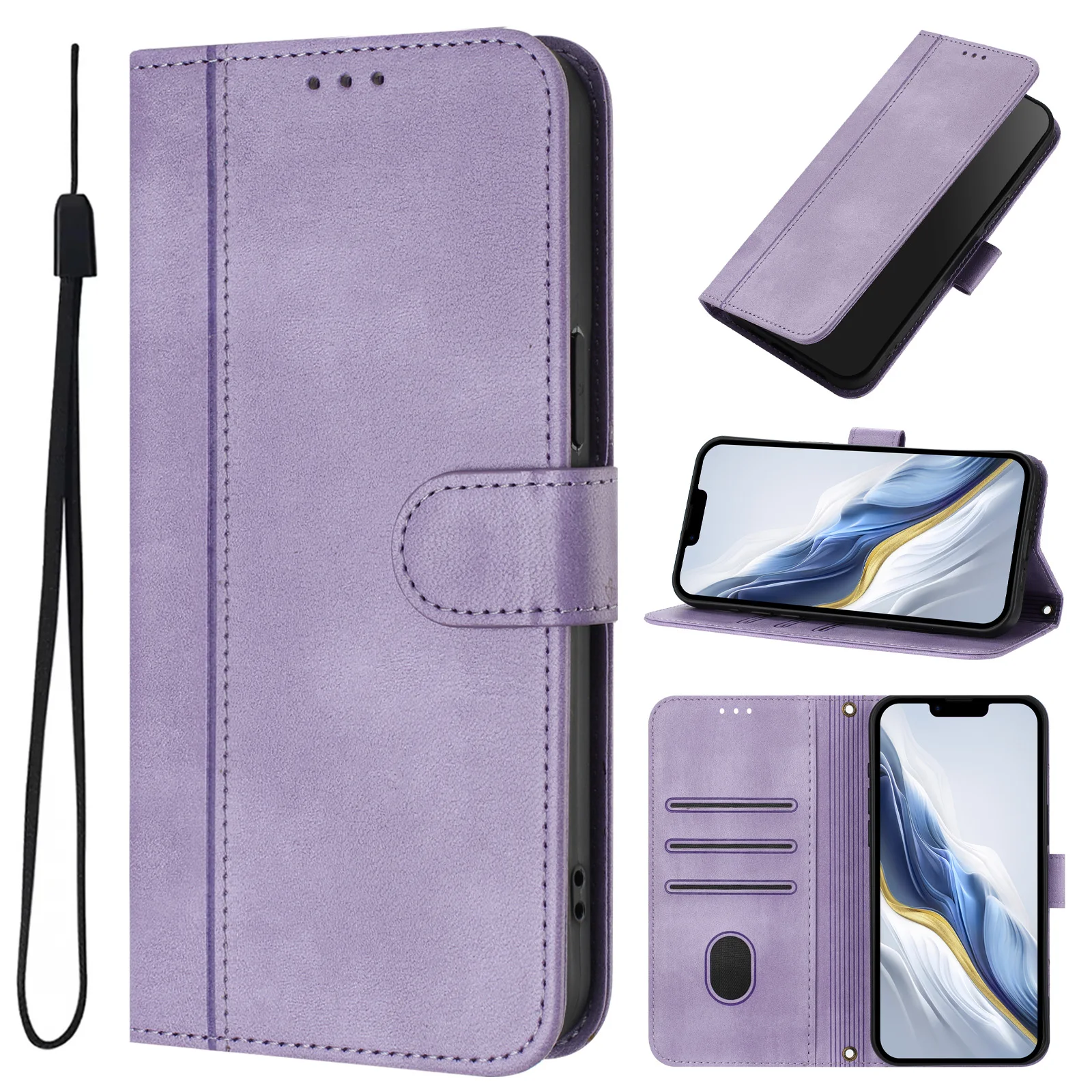 Vintage Leather Flip Phone Case with Magnetic Card Holder and Wallet Functionality