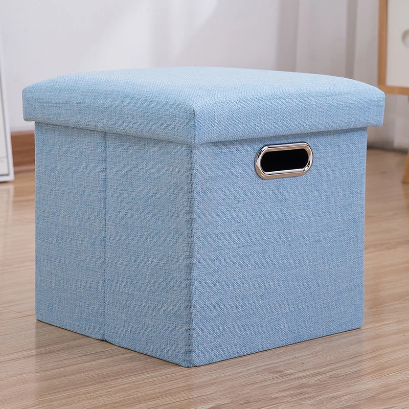 Folding Storage Ottoman Cube Chest Seat with Sponge Lid 11.81x11.81x11.81inch Foot Rest Storage Footrest for Living Room Bedroom