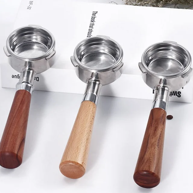 51/58 Mm Portafilter Rozsdamentes Acél Kávéfőző Fenéktelen Szűrő A Barsetto Tartóhoz Fa Fogantyú Professzionális Kiegészítő - Image 3