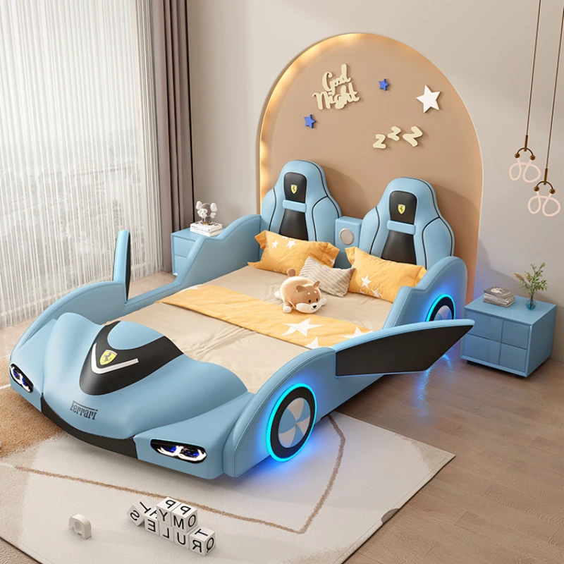 Kids Multifunctional Boy Bed Frame Wooden Modern Children Bed