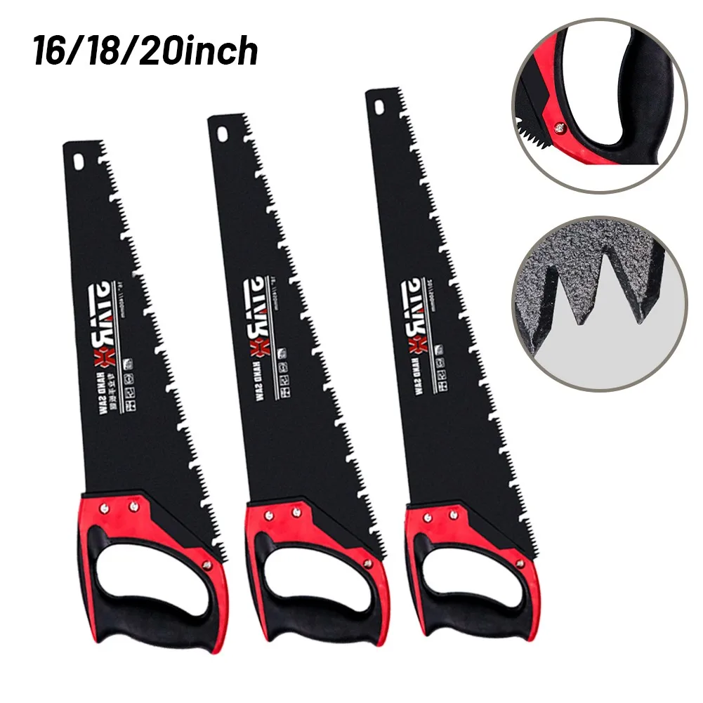 16" 18" 20" Steel Hand Saw Timber Saw Woodworking Cutting Tool Dry Wood Pruning With Hard Teeth For Fine Cut UPVC & Wood