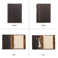 A5 Retro Notebook Soft Leather Padfolio Ring Binder Loose-Leaf Paper for Students Business Office School Stationery Supplies 5