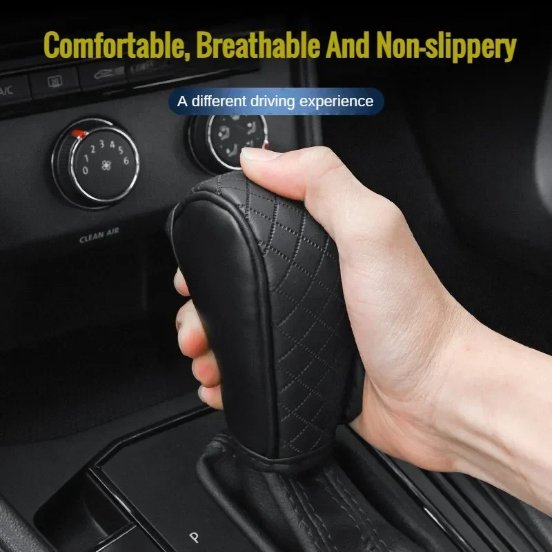 Car Shift Handle Cover PU Leather Non-Slip Wear-resistant Shift Knob Decor Protective Cover Universal Car Interior Accessories car interior accessories gear head cover