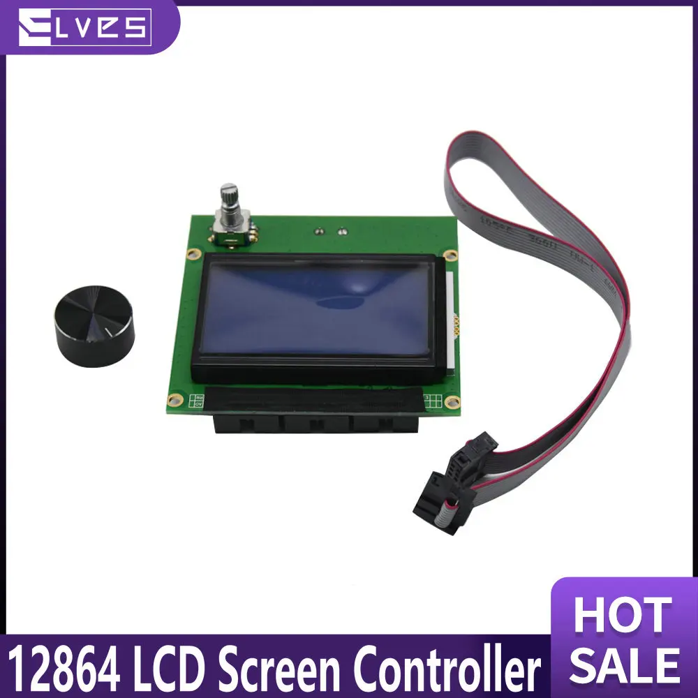 ELVES 3D printer Parts 12864 LCD Screen Controller RAMPS 1.4 Display Blue Screen+Cable For 3D Ender-3/CR-10/10S 3D printer Parts