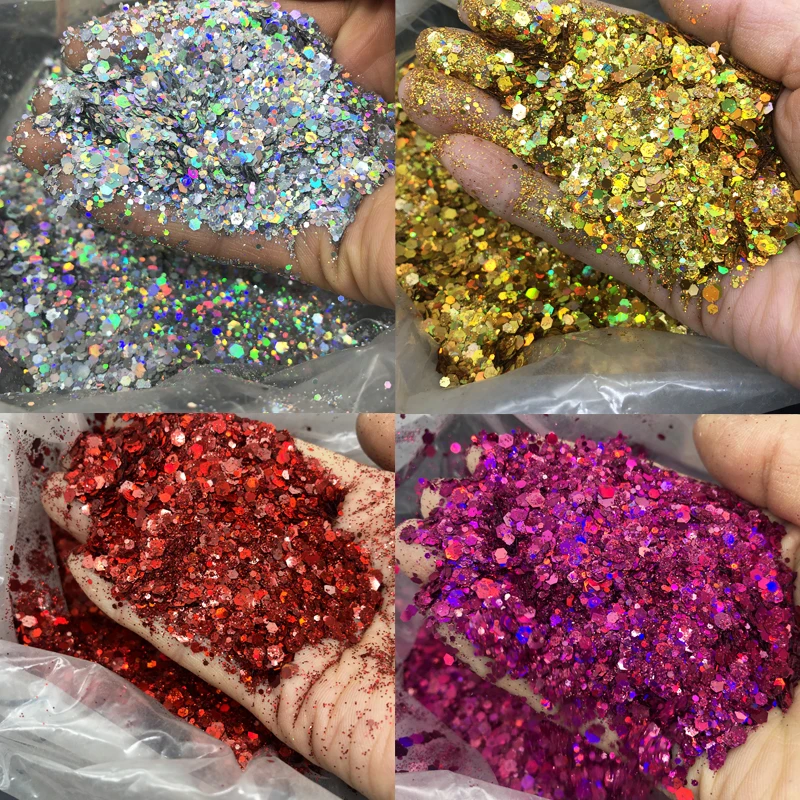 24 Colors Holographic Chunky Glitter  Mixed Size Nail Glitter Holo - 24  Colors - Aliexpress