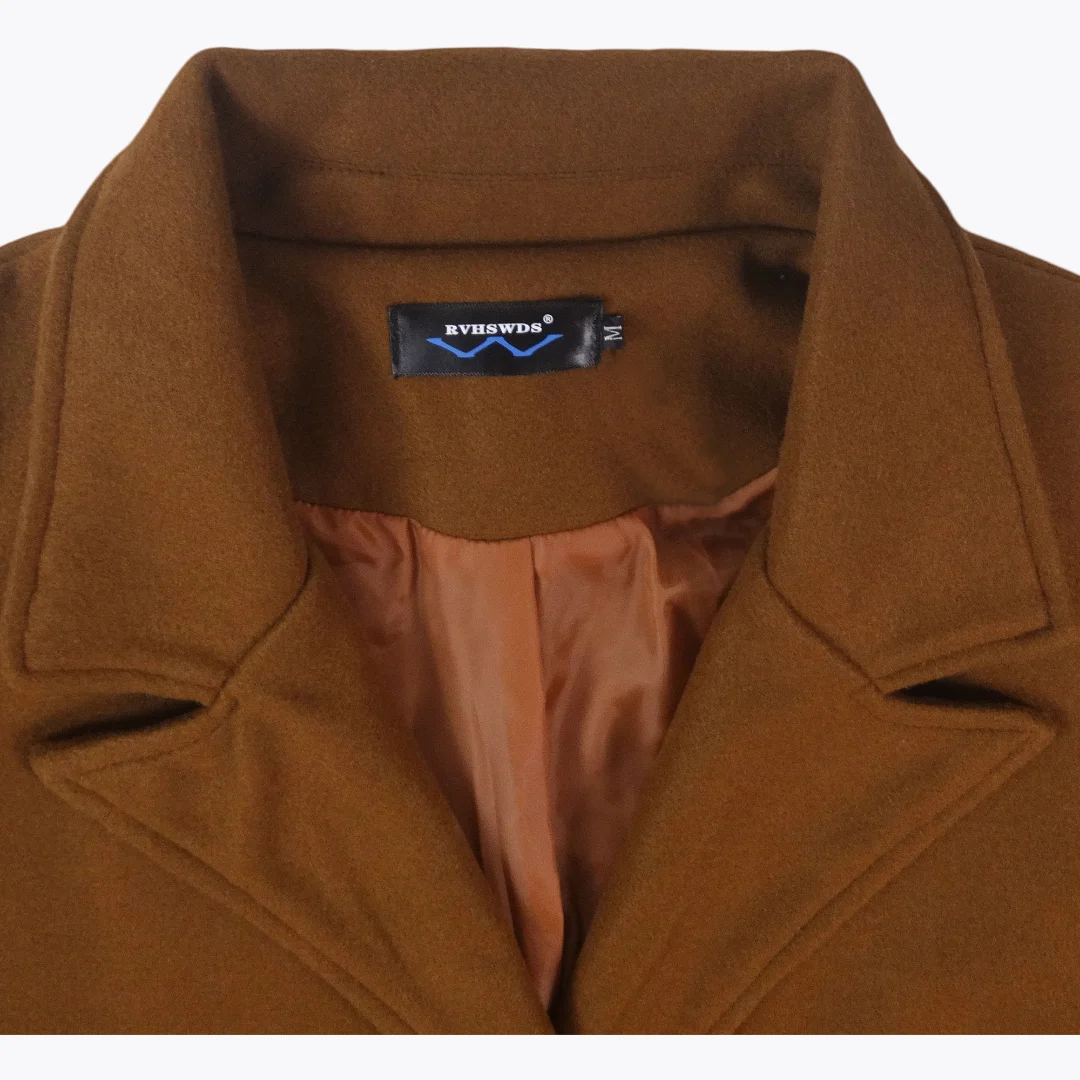 Long Double Breasted Mens Jacket Solid Color Men's Clothing Coat Long Sleeve  Male Clothes Windbreaker Overcoat For Winter