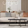 Modern Coffee Table, Oval Wood Coffee Table Center Table with Metal Leg for Living Room, 47 Inch Coffee Table Accent Furniture 5