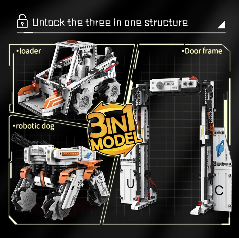 Technical Intelligent Robot Dog Forklift Loader Door frame APP Remote Control Building Blocks Bricks Programming Gift Set