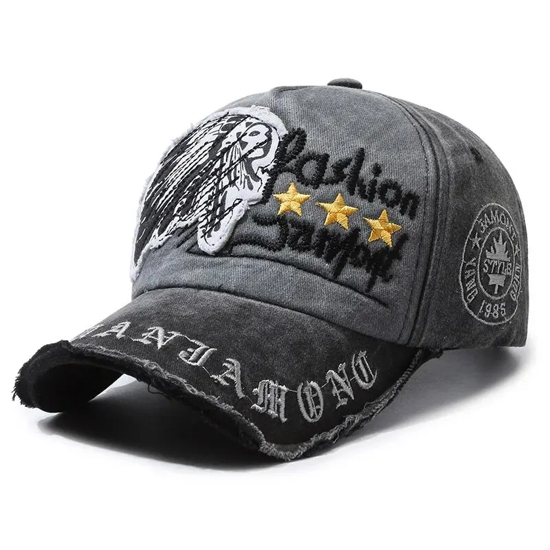 Baseball Cap Retro Distressed Outdoor Sports Hat Spring Autumn Sunhat Letter Embroidery Men