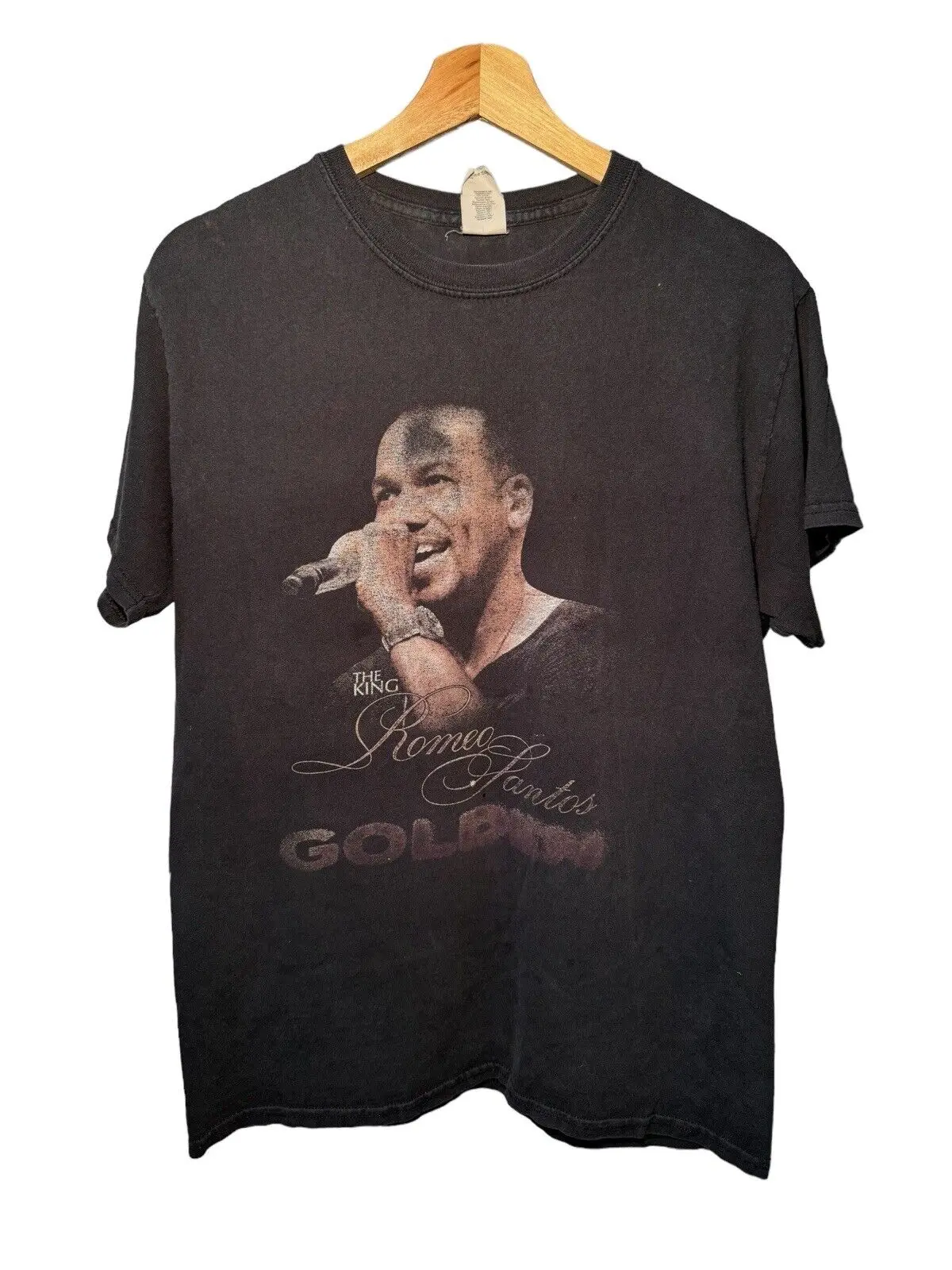 2018 г., футболка Romeo Santos Golden Tour, концертная футболка со свиданиями на спине, с выцветшим черным длинным или коротким рукавом