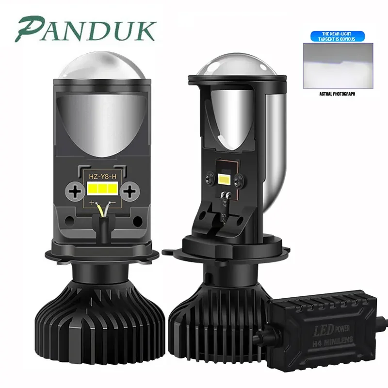 PANDUK Headlight Bulbs H4 Led Canbus 260000LM 9003/HB2 With Mini Projector Lens For Car Motorcycle Plug Play 6000K White 12V 24V