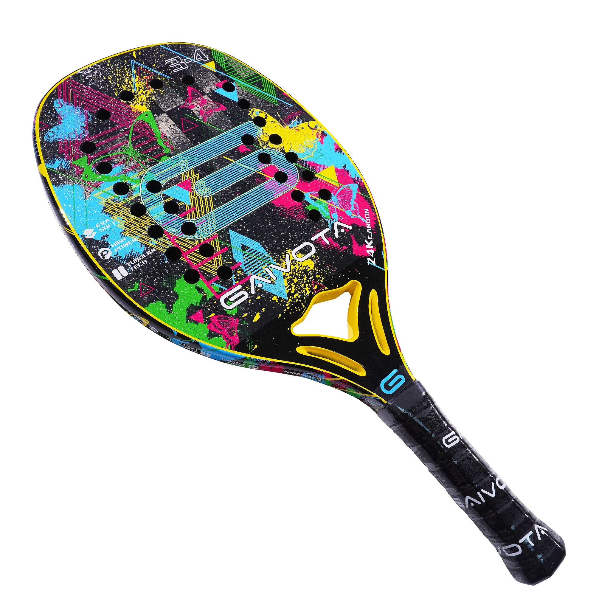 Gaivota butterfly multi-color women's beach tennis racket 24K carbon racket with rough surface treatment and backpack