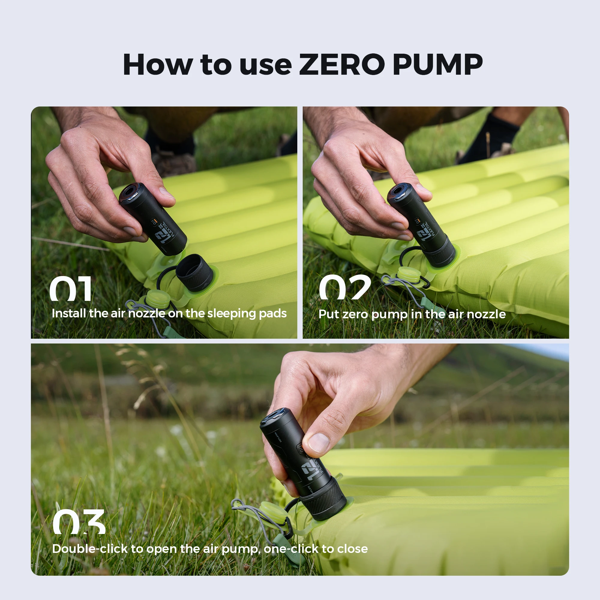 FLEXTAILGEAR ZERO PUMP Portable Camping Air Pump Electric Inflator for Sleeping Pads, 1 Rechargeable Battery Included 3