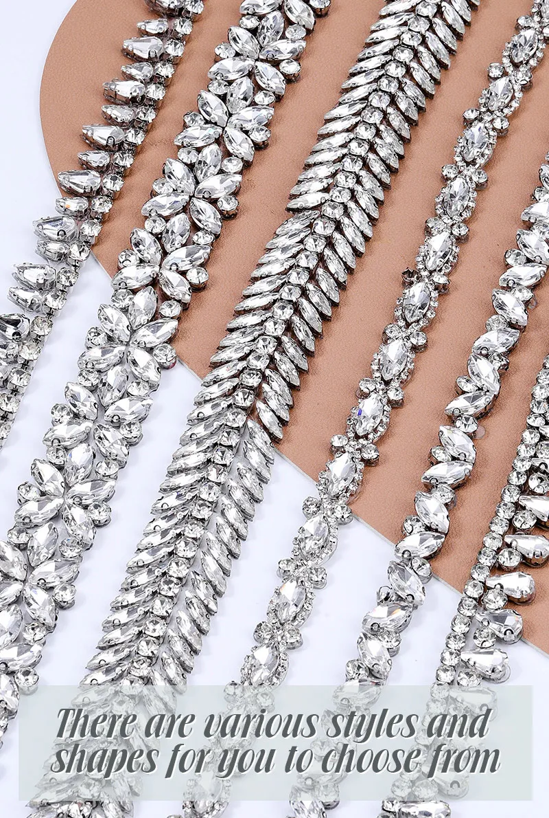 Neue 1-Yard-Kristall-Strassbesatz, modisch geformt, DIY-Reparatur, zum Aufbügeln, Strassband, Kristalle, Kleid, Schuhe, Taschen, Zubehör – Detail 4