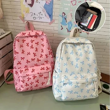 Zaino Trendy con Stampa a Fiocco per la Scuola, Protezione per Laptop, Cinghie Regolabili, Regalo Perfetto per il Ritorno a Scuola per Ragazze