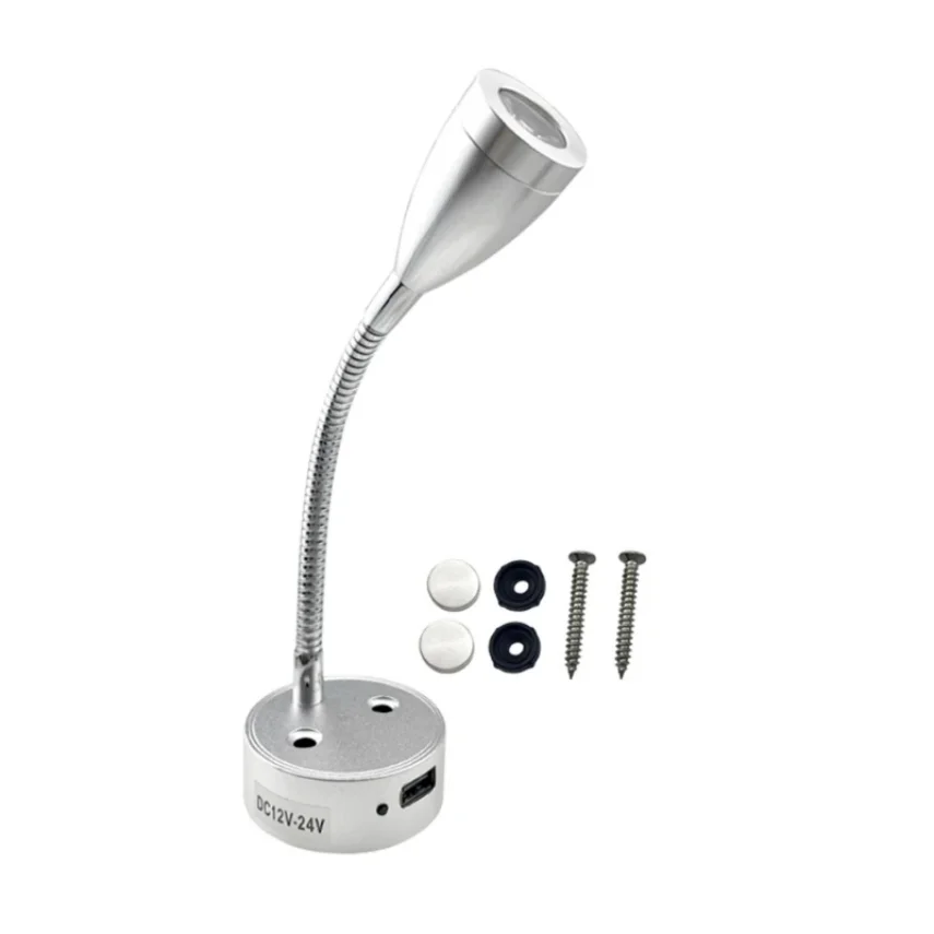 12V 24V RV Boat LED Reading Light Flexible Touch Switch Wall Lamp with USB Charger Port for Motorhome Yacht Cabin Home Use rv lamp