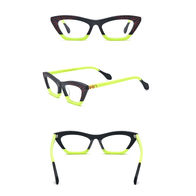 

Belight Optical Colorful Combo Color Design Vintage Retro Cat Eye Shape Acetate Men Women Vintage Retro Spectacle Frame 19344