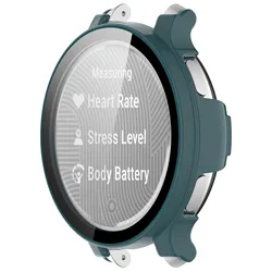 Premium Tempered Glass Protective Case for Smart Watch - Full Cover Screen Protector & Bumper Shell Accessories (PineGr)