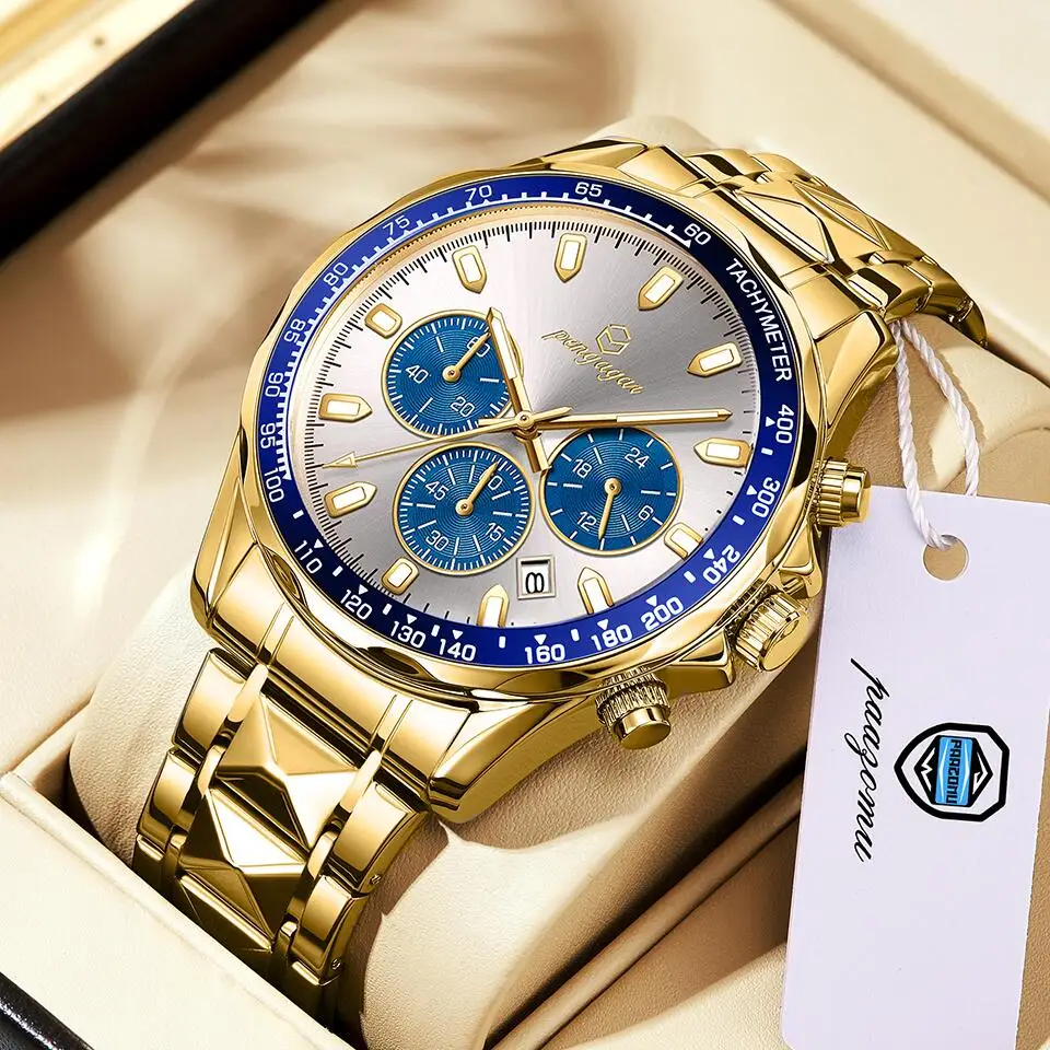 2025 New Luxury Sports Watch Men Quartz Waterproof Luminous Date Chronograph Men's Watches Stainless Steel Man Watch Male Clock 4