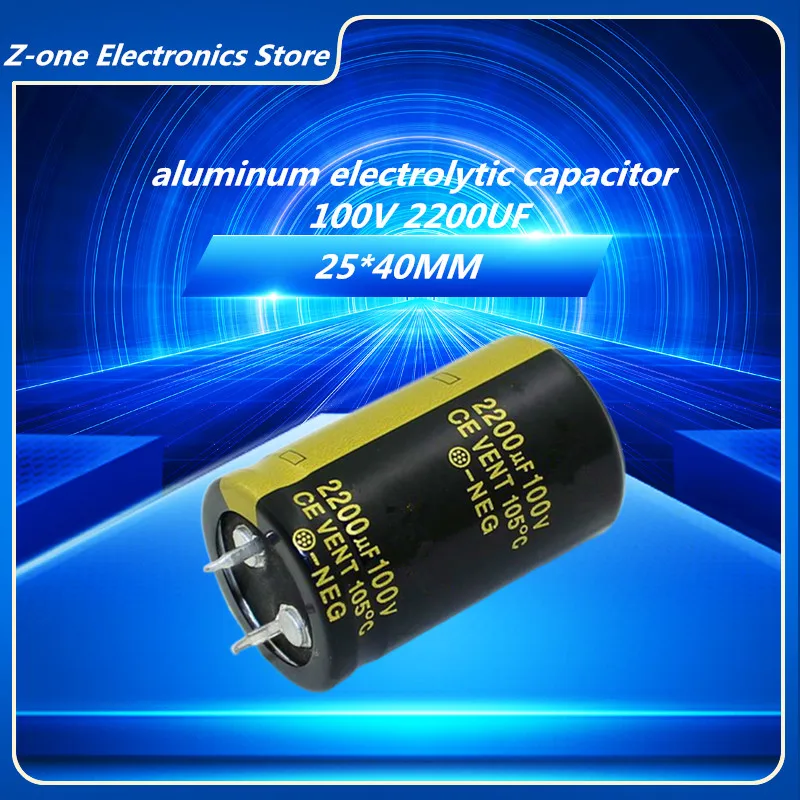 2-5pcs 100V2200UF 100V 2200UF 25X40mm High quality Aluminum Electrolytic Capacitor High Frequency Low Impedance 5pcs 470uf 100v 16x35mm 105c radial high frequency low resistance electrolytic capacitor